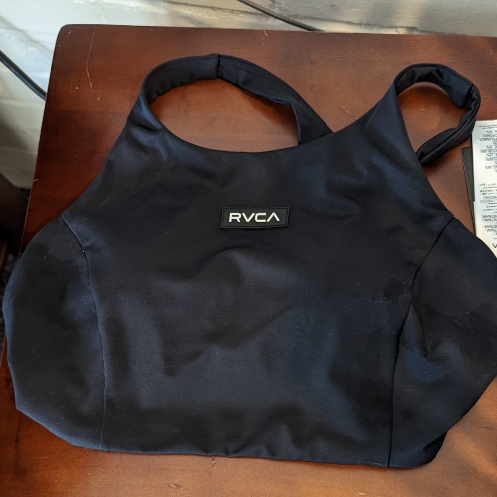 VA ESSENTIAL SOLID HIGH NECK RACERBACK SWIM TOP Size Medium